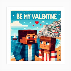 Be My Valentine - couple lovers - roblox style Art Print