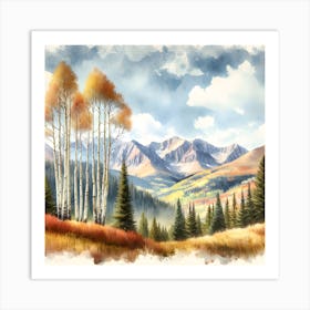 Watercolor Of Aspen Trees Art Print