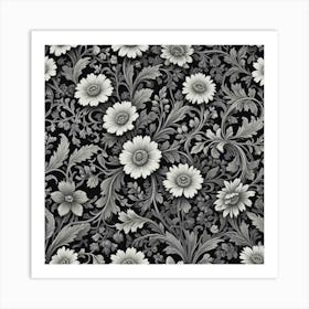 Black And White Floral Pattern Art Print