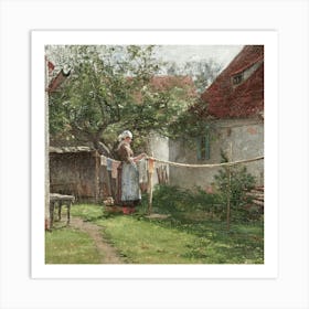 Woman Washing Clothes Art Print