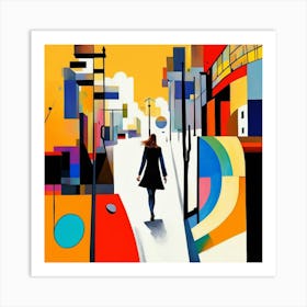 Woman Walking Down The Street 1 Art Print