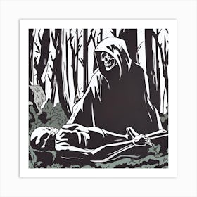 Skeleton In The Woods Art Print