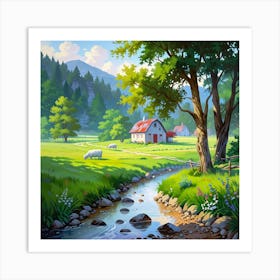 Farm In The Countryside 1 Art Print