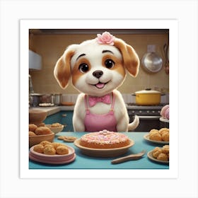 Dog In The Kitchen Art Print