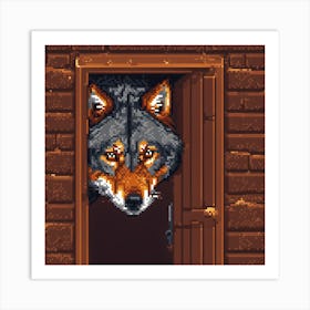 Pixel Wolf Art Print