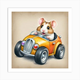 Hamster In A Car 1 Art Print