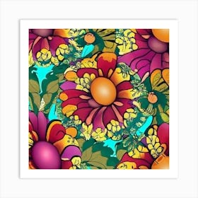  Vibrant African Floral Design With A Mix Of Greens Art Print