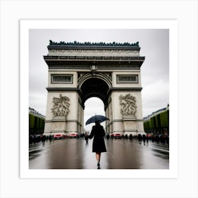 Femme Marchant Dans Paris Un Jour De Pluie 2 Art Print