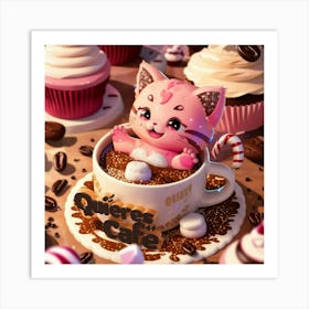 Kitty In A Cup Art Print