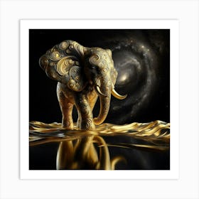 Golden Elephant 2 Art Print