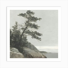 Lone Tree On A Rock Art Print