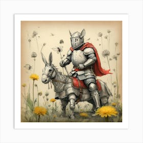 Knight On A Donkey Art Print