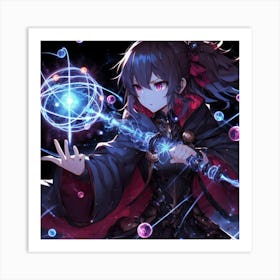 Anime Girl Holding A Magic Wand Art Print