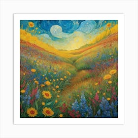 Sunflowers In The Meadow 1 Art Print