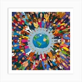 Group Of People Around The World Art Print