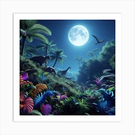 Dinosaurs In The Jungle Art Print