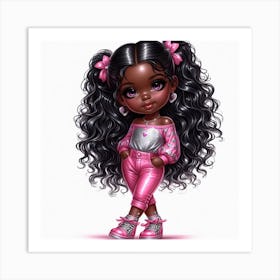 Little Black Girl In Pink 3 Art Print