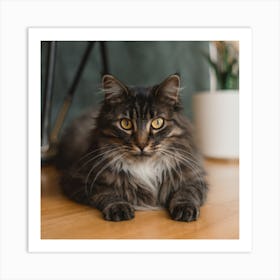 Cat Laying On The Floor Art Print