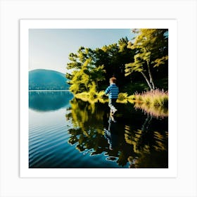 Boy on top of water Art Print