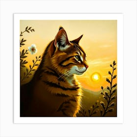 Sunset Cat 3 Art Print