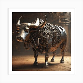 Bull With Gears Art Print