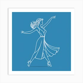 Line Drawing Of A Woman Dancing Art Print