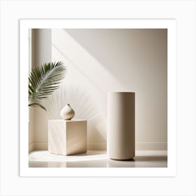 White Vase And Plant Art Print