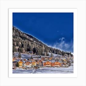 France Village Mountains Houses Wallpaper 1024x1024 Art Print