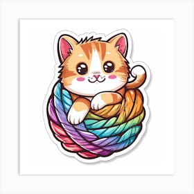 Kitty In A Ball Of Yarn Art Print