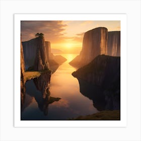 Sunset At The Cliffs Art Print