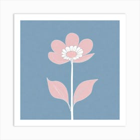 A White And Pink Flower In Minimalist Style Square Composition 153 Art Print