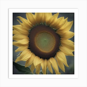 A Close Up Of A Delicate Sunflowers Bud Just Beginning To Bloom, With Soft Petals And Hints Of Vibra Art Print