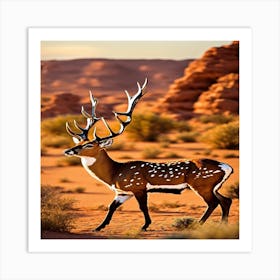 Deer In The Desert Art Print