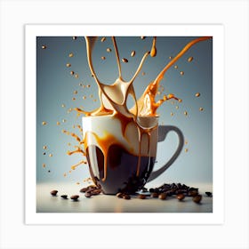 COFFEE TIME - splashes of coffee in a mug photography with milk and coffee as the main subject. Art Print