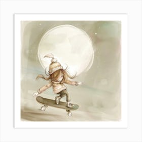 Skateboard Girl Art Print