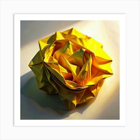 Yellow Origami Rose In Sunlight Art Print