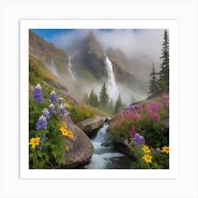 Wildflowers In The Mountains paintings art print Art Print