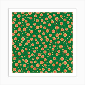 Christmas like pattern, A Pattern Featuring Abstract Geometric Shapes With Edges Rustic Green And Red Colors Flat Art, 104 Art Print