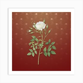 Vintage White Rose of Rosenberg Botanical on Falu Red Pattern n.1187 Art Print