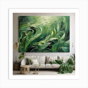 Green waves of palm leaf 2 Art Print