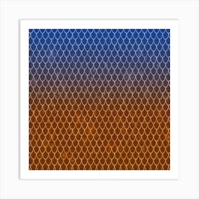 Orange, Blue Mermaid Pattern Background Art Print