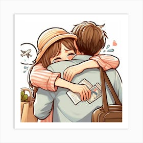 Couple Hugging Art Print