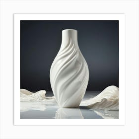 White Heart Shaped Bottle Embracing The Concept Of Love Liquid Milk Cascading Down Its Curves In A Art Print