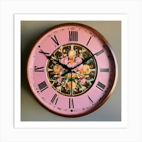 Pink Clock With Beautiful Designs And Numbers 3 Art Print