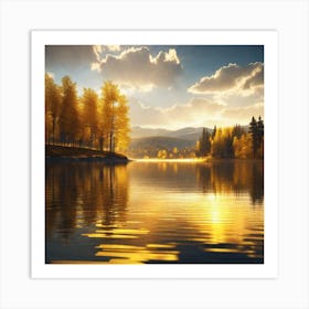 Autumn Trees On A Lake 2 Art Print