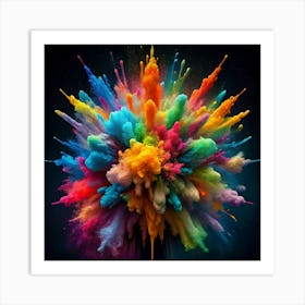 A colorful explosion of powder paint creates a vibrant and dynamic cloud. Art Print