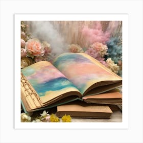 Shabby Chic Dreamy Mist Pastel Junk Journals Seren (1) Art Print
