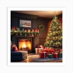 Christmas Tree In The Living Room 110 Art Print