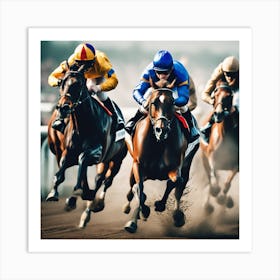 Jockeys Racing Horses 13 Art Print