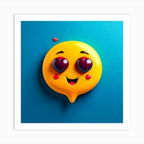 Firefly Heart Eyes Emoji, Emoji, Speech Bubble, Love, Adoration, Blue Background, Symbol, Affection, (7) Art Print